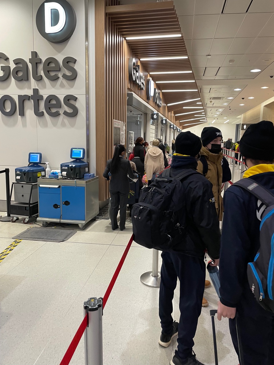 Picture of line to airport security in Terminal 1, at Toronto International Airport